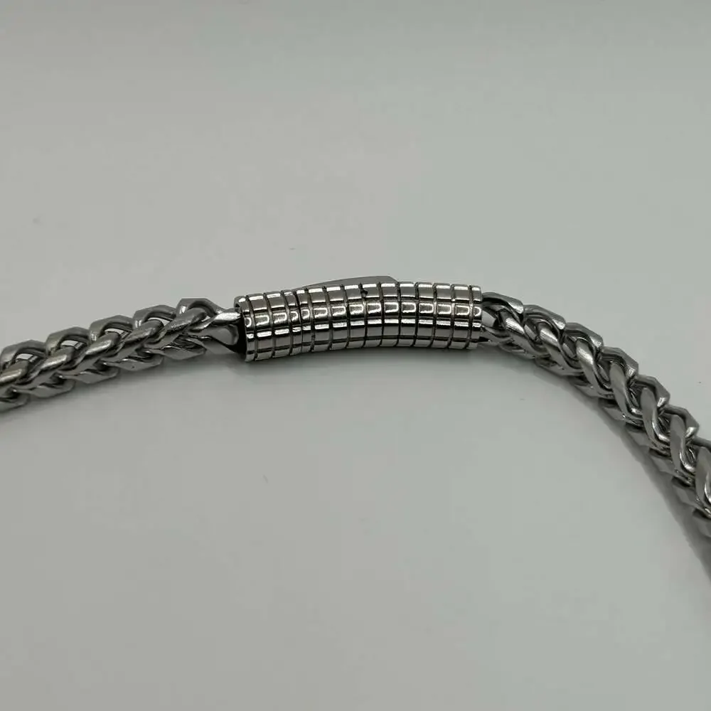 Silver Franco Chain Necklace 6.5mm 20 Inch New Waterproof Real Hyperallergenic